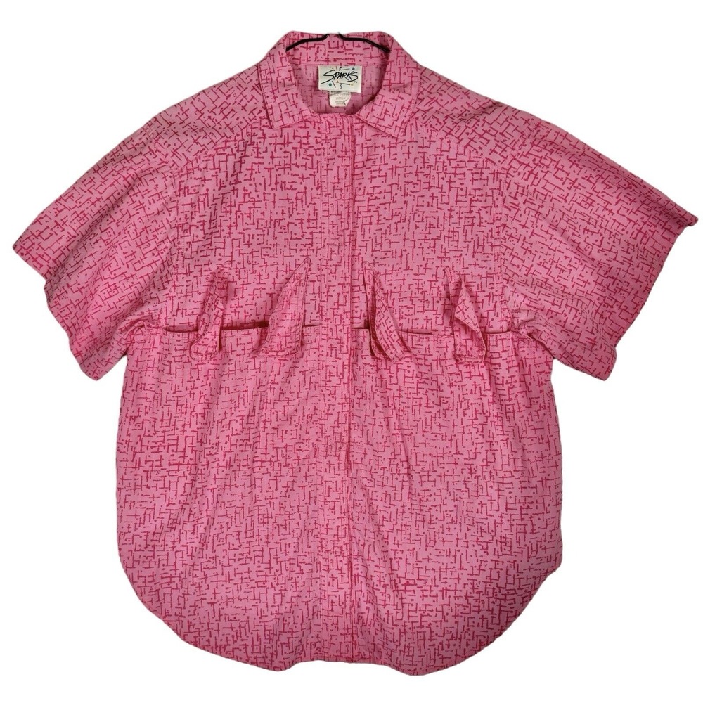 Vintage Sparks Hot Pink Surf‎ Shirt Size S Fishing Beach Saved By The Bell 90s